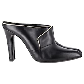 Balenciaga-Balenciaga Heeled Mules in Black Leather-Black