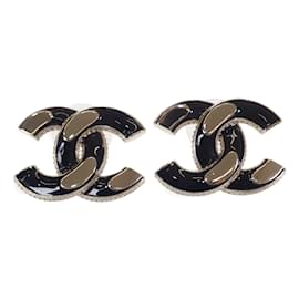 Chanel-CC Stud Earrings-Black