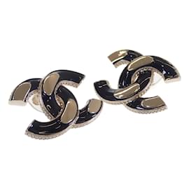 Chanel-CC Stud Earrings-Black