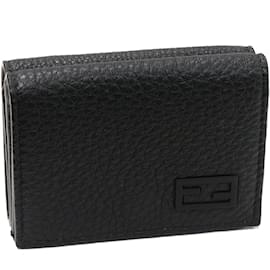 Fendi-Leather Trifold Compact Wallet 7M0280-Black