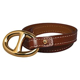 Hermès-Leather Granville lined Tour Bracelet-Brown