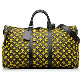 Louis Vuitton-Louis Vuitton Yellow Monogram Tuffetage Triangle Keepall Bandouliere 50-Yellow