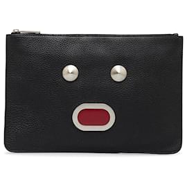 Fendi-Fendi Black Faces Zip Clutch-Black