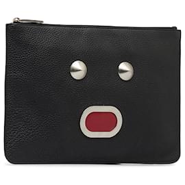 Fendi-Fendi Black Faces Zip Clutch-Black