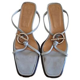 Hermès Blue Leather Sandals Blue