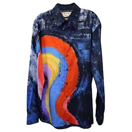 Marni-Camicia abbottonata Marni Abstract Rainbow in cotone multicolore-Altro