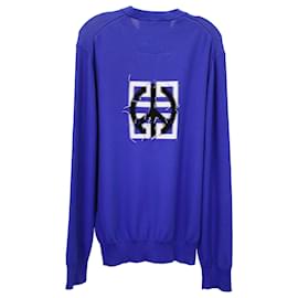 Givenchy-Givenchy Peace 4G Logo Sweater in Blue Cotton-Blue