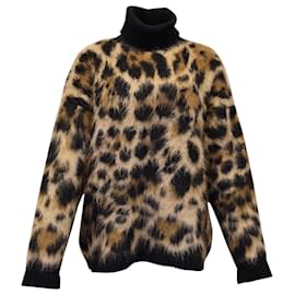 Dolce & Gabbana-Dolce & Gabbana Pull à col roulé léopard en mohair imprimé animal-Autre