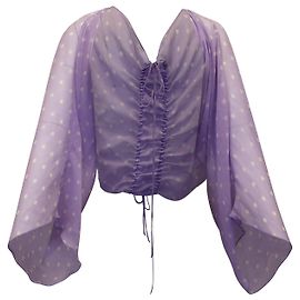 Encolher de ombros Valentino Polka Dot em seda roxa Outro Roxo