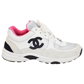 Chanel-Sneakers basse Chanel CC in pelle bianca-Bianco