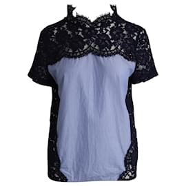 Sandro-Sandro Lacey Blouse in Blue Polyester-Blue