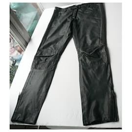 Sandro-SANDRO Black lined leather biker pants very good condition T40 P3705H-Black