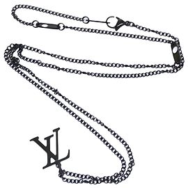 LOUIS VUITTON Collier Ajustable LV Upside Down Collier Noir M62683 auth 52449 Noir
