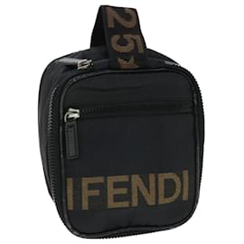 Fendi-FENDI Pouch Canvas Black Auth bs8044-Black