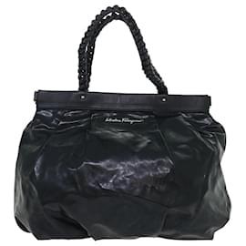 Salvatore Ferragamo-Salvatore Ferragamo Shoulder Bag Patent leather 3Set Black Brown Auth bs7880-Brown,Black