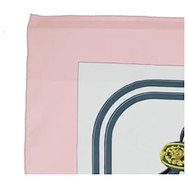 Hermès-HERMES CARRE 90 BRIDES dE GALA Schal Seide Rosa Weiß Auth bs8063-Pink,Weiß