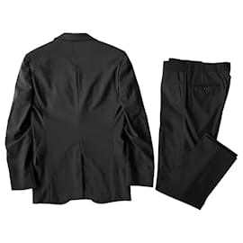 Yves Saint Laurent-Black wool canvas suit-Black