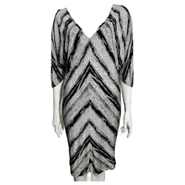 Diane Von Furstenberg-DvF Clara silk dress in monochrome-Black,White