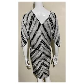 Diane Von Furstenberg-DvF Clara silk dress in monochrome-Black,White