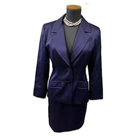 Yves Saint Laurent Tailleur jupe Ysl en laine Violet foncé