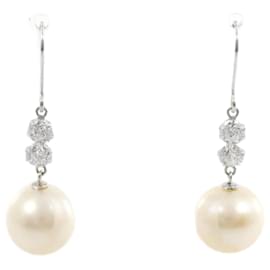 & Other Stories-10k Gold Zirconia Pearl Drop Earrings-Silvery