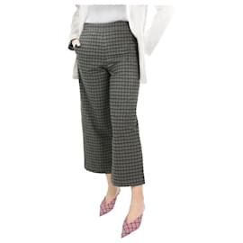 Rue Blanche-Grey check high-rise wide-leg trousers - size S-Grey