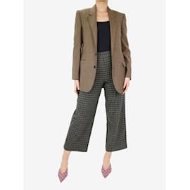 Rue Blanche-Grey check high-rise wide-leg trousers - size S-Grey