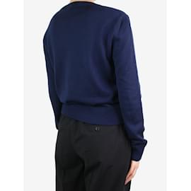 Saint Laurent-Dark blue script embroidered sweater - size XS-Blue