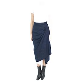 Autre Marque-Falda midi azul con bajo desgastado - talla IT 40-Azul