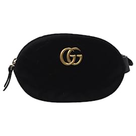 Gucci-Black velvet Marmont belt bag-Black