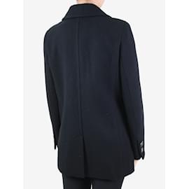 Chanel-Manteau en laine noir boutonné détail bijoux - taille FR 40-Noir