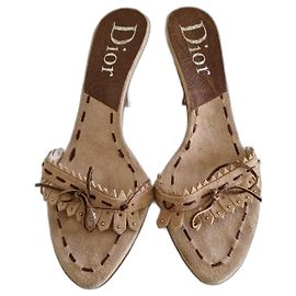 Dior Beige Suede Mules Beige