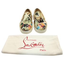 Christian Louboutin-Christian Louboutin Pik Boat Spike Red Sole Sneakers in Multicolor Patent Leather-Multiple colors