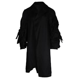 Comme Des Garcons-Comme Des Garcons Asymmetrischer Mantel mit Schleifenärmeln aus schwarzer Baumwolle-Schwarz