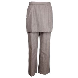 Pantalones de pernera recta con panel drapeado a cuadros Pinella de Dries Van Noten en lana marrón Castaño