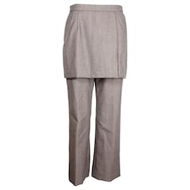 Dries Van Noten-Pantalones de pernera recta con panel drapeado a cuadros Pinella de Dries Van Noten en lana marrón-Castaño