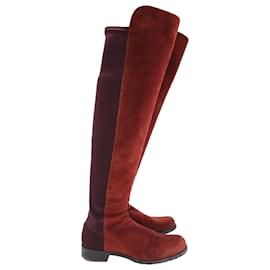 Stuart Weitzman-Stuart weitzman 5050 Knee Length Boots in Red Suede-Red