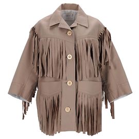 Chaqueta Sacai estilo western con flecos en algodón beige Castaño Beige