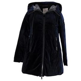 Moncler-Parka Moncler Bartramie con cappuccio in velluto di cotone Blu Navy-Blu,Blu navy