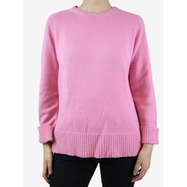 Crimson-Suéter de caxemira rosa com gola redonda - tamanho M-Rosa