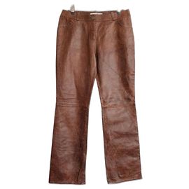 Christian Dior Cristian Dior x Galliano 2006 Bearbeitete Lederhose Braun