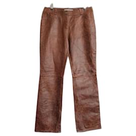 Christian Dior-Cristian Dior x Galliano 2006 Tooled Leather Trousers-Brown