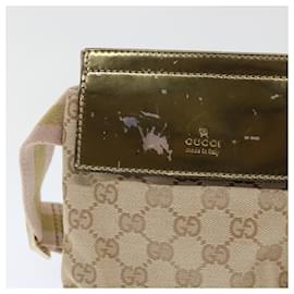 Gucci-GUCCI GG Canvas Sherry Line Waist bag Beige Gold pink 28566 Auth yk8454-Pink,Beige,Golden