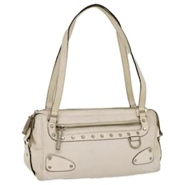 Gianni Versace-Gianni Versace Shoulder Bag Leather White Auth bs7915-White
