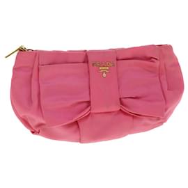 Prada-PRADA Ribbon Pouch Nylon Rosa Auth bs8037-Rosa