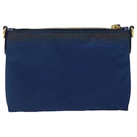 Prada-PRADA Shoulder Bag Nylon Saffiano Leather Blue Auth bs8101-Blue