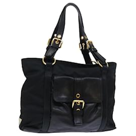 Prada-PRADA Shoulder Bag Leather nylon Black Auth bs7809-Black