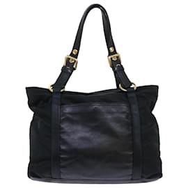 Prada-PRADA Shoulder Bag Leather nylon Black Auth bs7809-Black