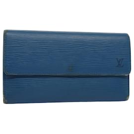 Louis Vuitton-LOUIS VUITTON Epi Porte Tresor International Carteira Longa Azul M63385 auth 52794-Azul