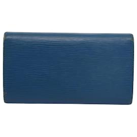 Louis Vuitton-LOUIS VUITTON Epi Porte Tresor International Carteira Longa Azul M63385 auth 52794-Azul